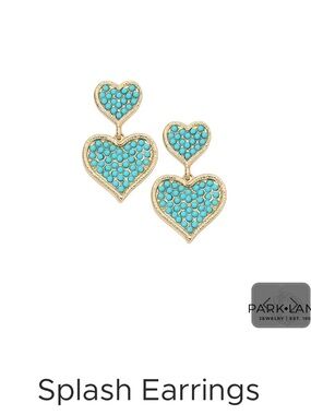 Park Lane Gold-Tone Turquoise Double Heart Drop Earrings